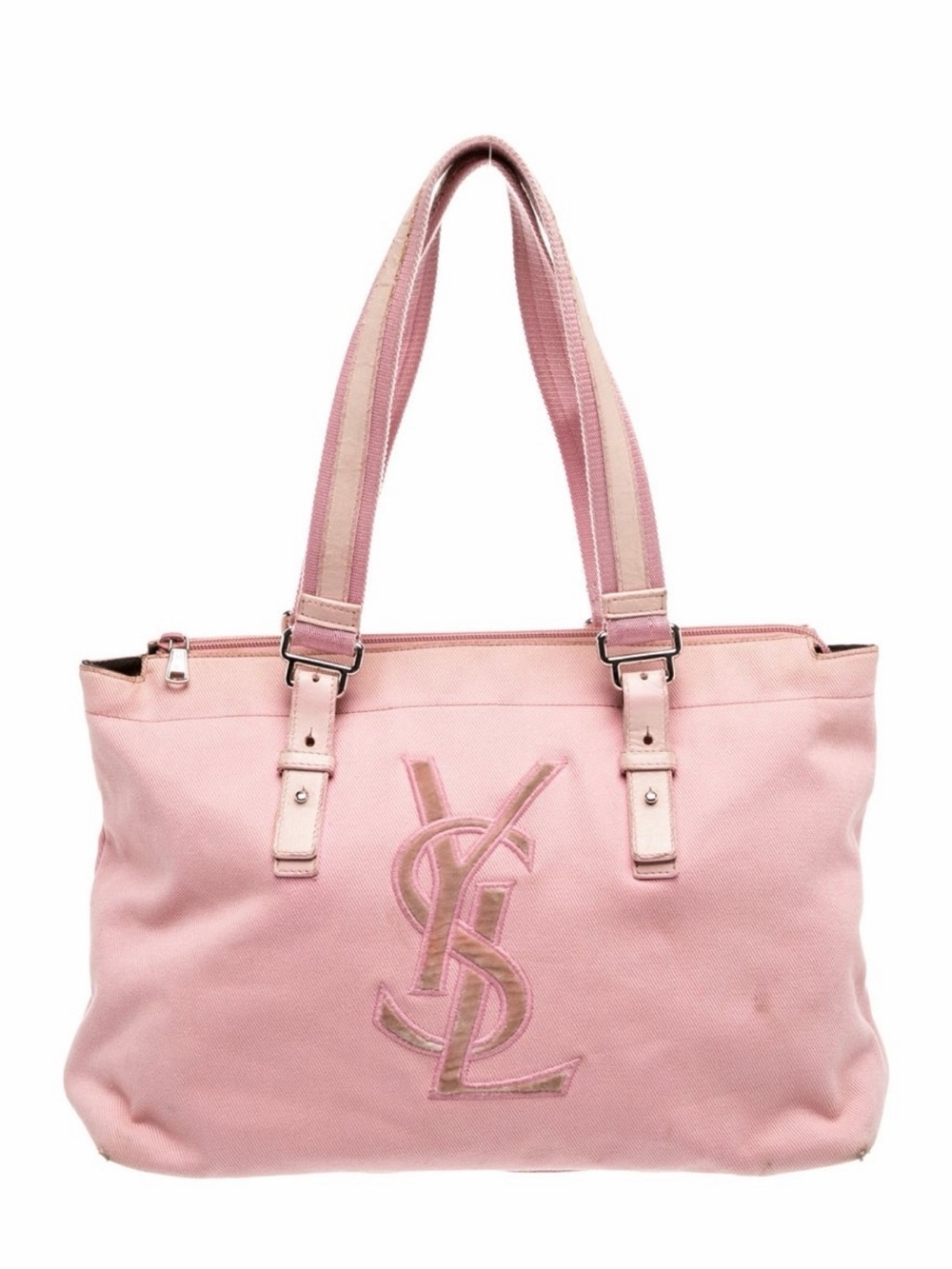 Yves Saint Laurent Pink Canvas Tote with Dual Straps
